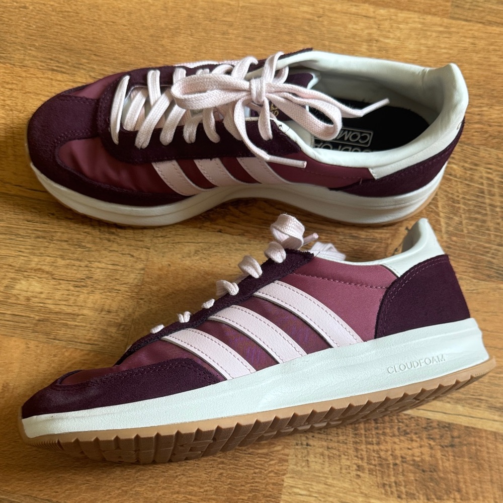 Adidas Women's Maroon and Pink Sneakers